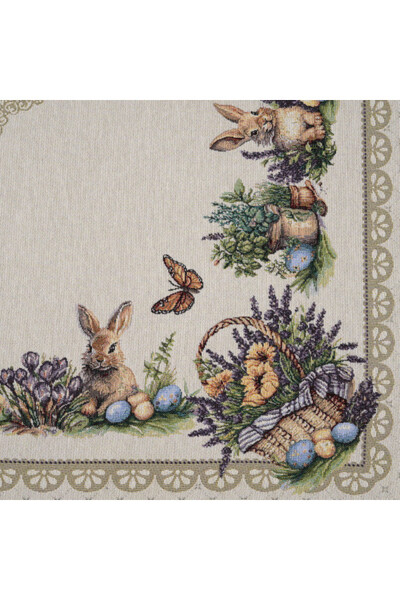 Bunny&Lavender Palace, wielkanocny obrus gobelinowy serweta
