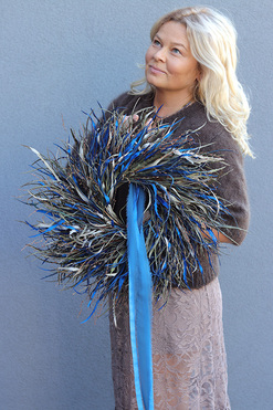 OD RĘKI Blue Autumn, dekoracyjny wianek z suszonych roślin, śr.45cm