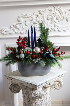 Nevilla, adwentowy stroik ze świecami LED, wym.43x48cm