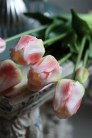 April, bukiet tulipanów silikonowych Śmietankowy Różowy