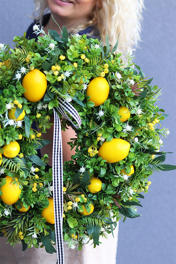 Citrones 4, zielony wianek na drzwi z owocami