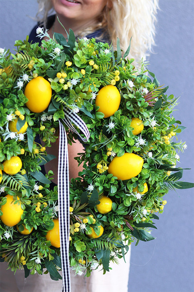 Citrones 4, zielony wianek na drzwi z owocami
