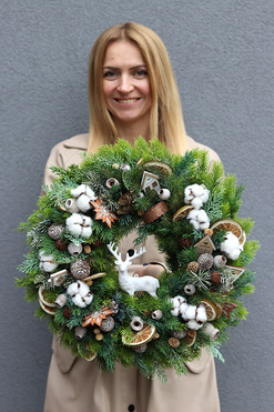 Zimowa Pora, świąteczny wianek na drzwi, śr.40cm