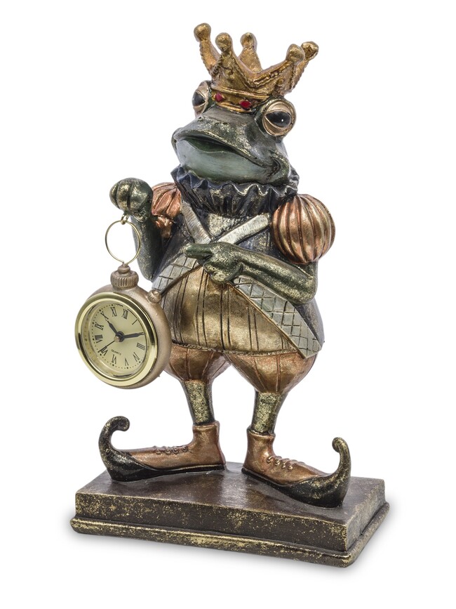Żaba Król, figurka z zegarkiem, wym.25.5x15.5x10.5cm 