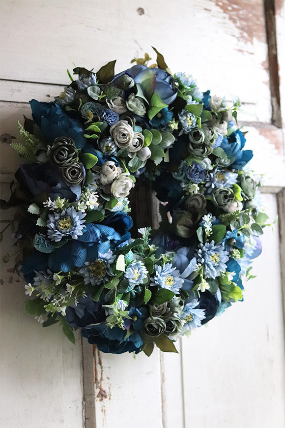 Caryca Katarzyna Niebieska, efektowny wianek na drzwi, śr.40cm 