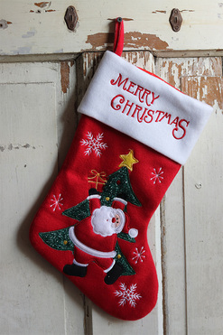 mikołajkowa skarpeta świąteczna, Santa 2, czerwona, wym.38x26cm