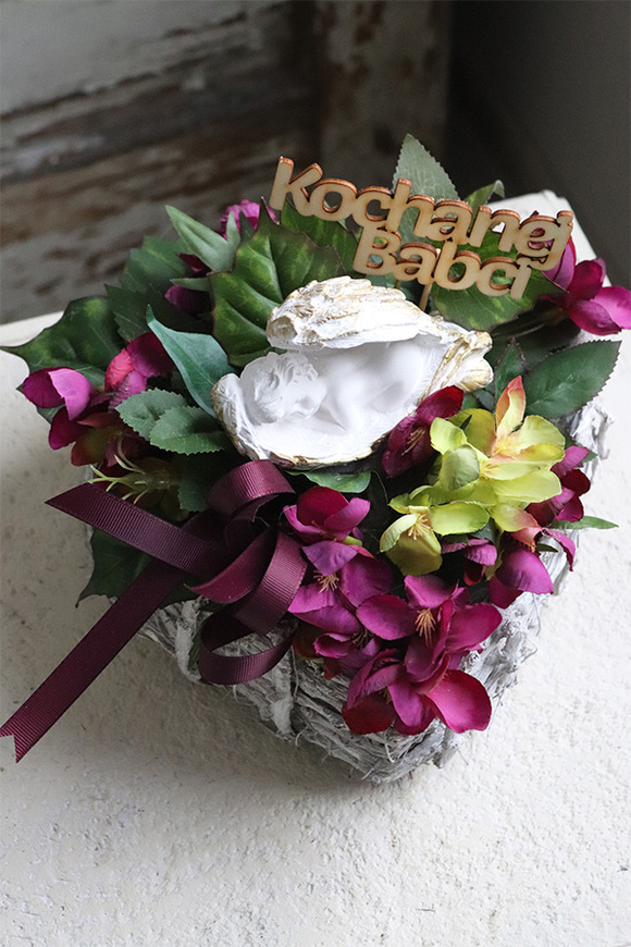 kompozycja nagrobna z napisem, Serduszko, wym.22x21cm