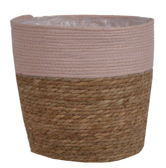 Boho Pink I, komplet 6-ciu koszy / osłonek na donice z juty