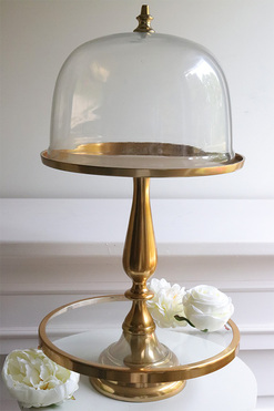 OD RĘKI Lux Villa Gold Sweetie, patera na nodze z kloszem, wym.55x31cm