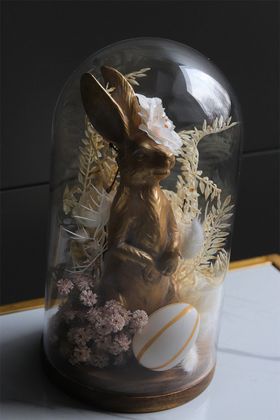 Bunny Easter Big, dekoracja wielkanocna pod kloszem