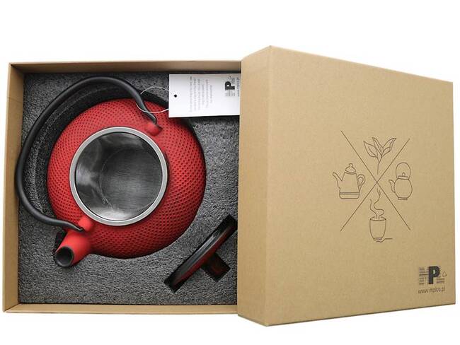 Awaji, żeliwny imbryk do herbaty, czerwony, poj.1.5l