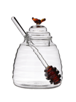 Honey Bee Amber, szklany pojemnik na miód z nabierakiem