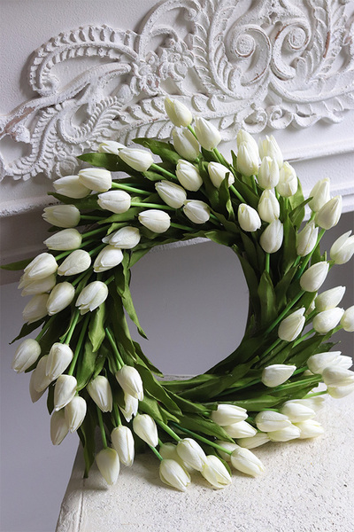 bardzo elegancki wianek z tulipanów, Witaj Wiosno White