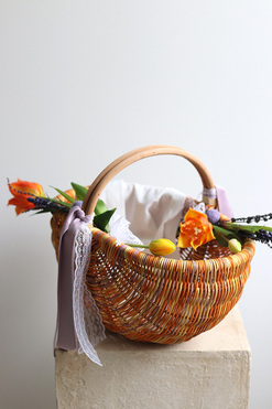 OD RĘKI Tulippe, dekorowany koszyczek wielkanocny XXL, wys.30cm