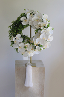 Orchidelia White Glamour, asymetryczny wianek z chwostem