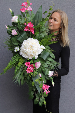 Kalipso Lemana, biała wiązanka nagrobna, dł.110cm