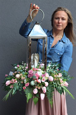 Angelo Garden Belia, kompozycja nagrobna z lampionem, wys.70cm 