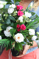 Anturium elegance, bukiet nagrobny we wkładzie do wazonu