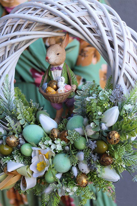 Zajączek Green, wiosenny wianek z zajączkiem