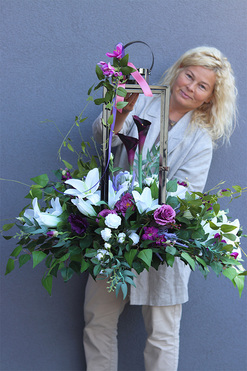 Angelo Garden Fiolet 2, dekoracja nagrobna z grafitowym lampionem, wys.80cm