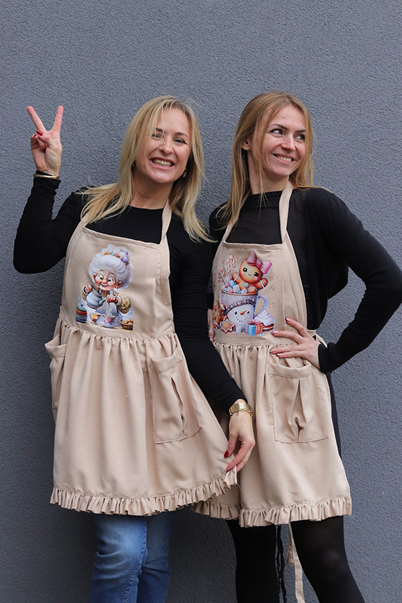 Christmas Kitchen, świąteczny fartuch kuchenny, beżowy