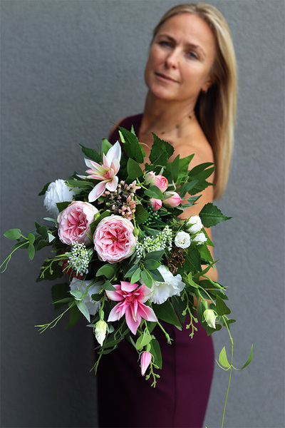 Angelo Pink Subtelina, bukiet nagrobny we wkładzie