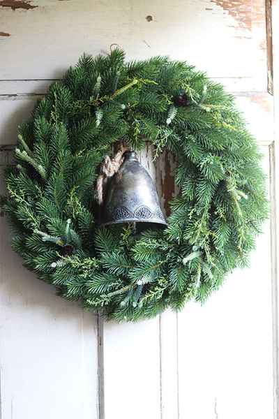 Zielona Wigilia, wianek iglasty z dzwonem, śr.58cm 