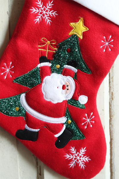 mikołajkowa skarpeta świąteczna, Santa 2, czerwona, wym.38x26cm