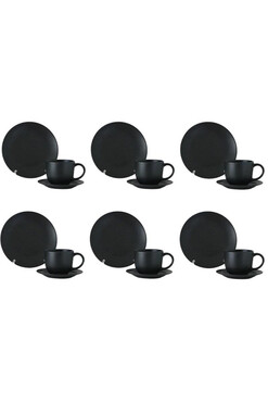 London Black, komplet kawowy dla 6 osób, 18 elementów