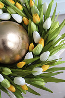 elegancki stroik ze złotym jajem, Witaj Wiosno, śr.40cm   