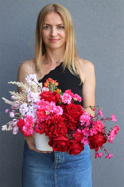 Laguel Amore Orange, dekoracja kwiatowa w naczyniu, wym.35x50x25cm