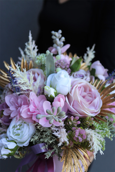 liliowy welurowy flowerbox, Violesa, wym.30x26cm 