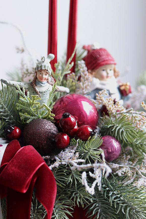 Bosco Christmas Lady, świąteczny stroik w szklanym naczyniu