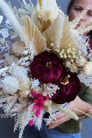 Velurowa Dynia Purple, jesienny flowerbox z suszem