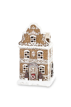 OD RĘKI Gingerbread House R, świąteczny domek z piernika LED, wym.20x12x9cm
