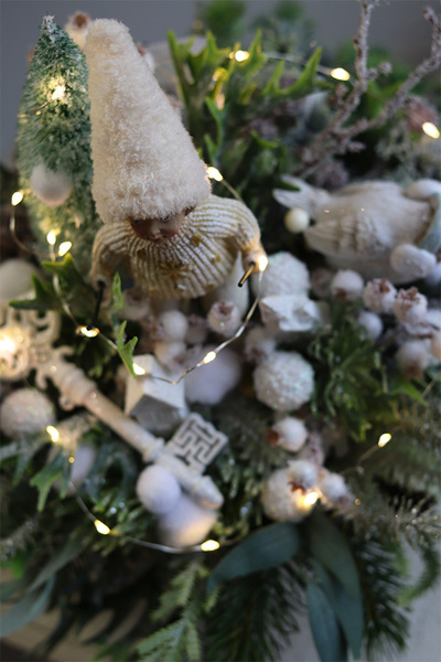 Ferie Świąteczne 2 LED, świąteczny stroik