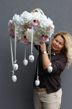 Piękno Wiosny 2, bogaty sufitowy wianek wielkanocny, śr.48cm