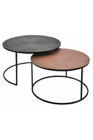 Rustic, nowoczesny stolik kawowy, kpl.2 szt., wym. 75x75x44/65x65x36cm