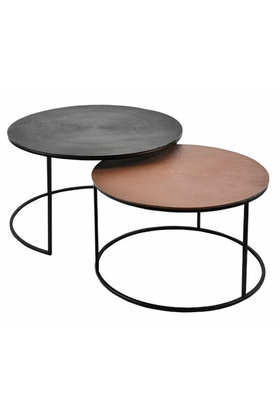 Rustic, nowoczesny stolik kawowy, kpl.2 szt., wym. 75x75x44/65x65x36cm