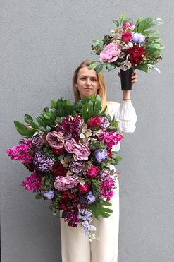 Pudressa, komplet dekoracji nagrobnych, wiązanka + bukiet