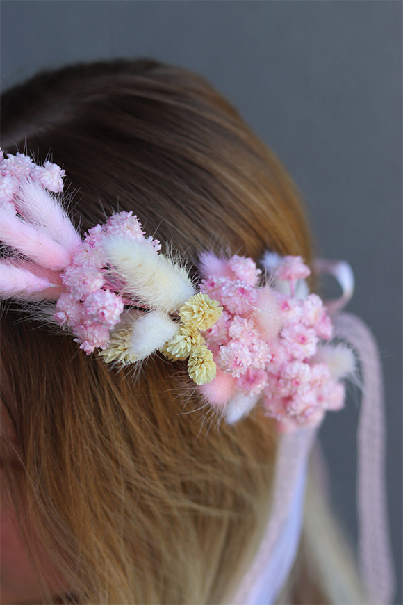 Pink Lady, wianek na głowę z suszonych roślin, rozmiar uniwersalny