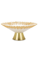 Emia, szklana patera dekoracyjna na nodze, wym.14x32x32cm