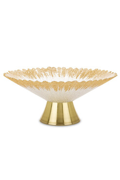 Emia, szklana patera dekoracyjna na nodze, wym.14x32x32cm