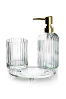 Sharlotte Classic Gold, szklany zestaw łazienkowy