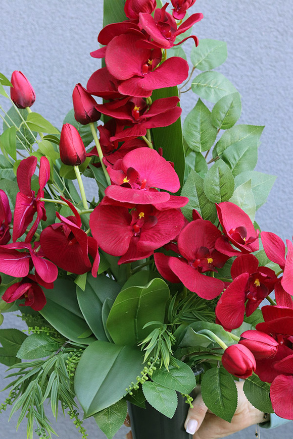 Red Orchids 2, bukiet nagrobny ze storczykiem