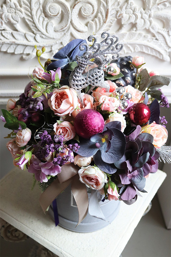 Momento, welurowy flowerbox świąteczny