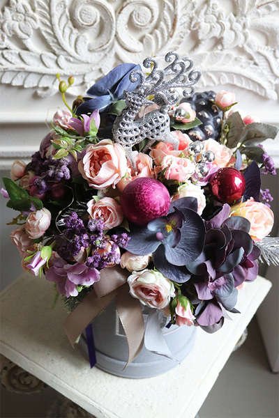 Momento, welurowy flowerbox świąteczny