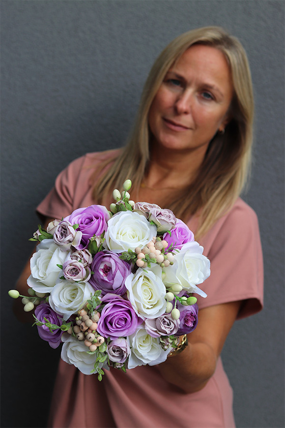 Lilla Velvet, flowerbox kwiatowy w welurowym pudełku