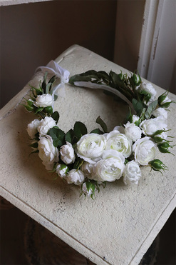 Frida Blanco, biały wianek na głowę, rozmiar uniwersalny  