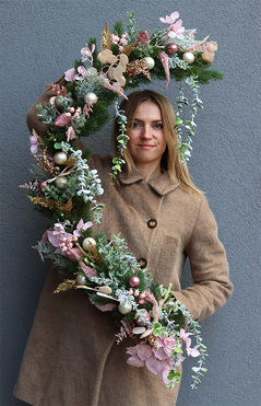 Pink Pastel Christmas, girlanda bożonarodzeniowa, dł.130cm 